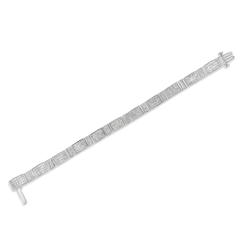 Bids.com 14K White Gold 7.0 Cttw Princess Cut Diamond 7" Alternating Vertical and Horizontal Rectangular Link Tennis Bracelet (H-I Color, SI2-I1 Clarity) Bracelets White Smoke White.Gold / 7