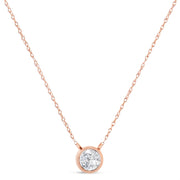 Bids.com AGS Certified 10K Rose Gold 1/5 Cttw Bezel Set Round Diamond Solitaire 16-18" Adjustable Pendant Necklace (H-I Color, VS1-VS2 Clarity) Necklaces White Smoke Rose.Gold / 18