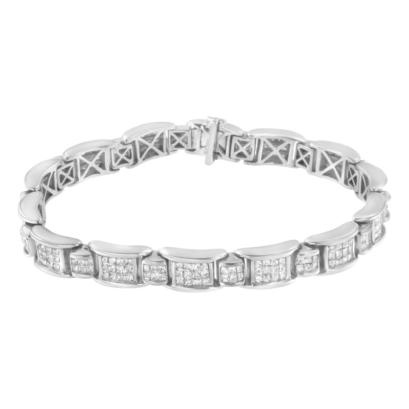 Bids.com 14K White Gold 5.0 Cttw Princess-Cut Diamond Rectangular Alternating Station 7" Tennis Bracelet (G-H Color, SI1-SI2 Clarity) Bracelets White Smoke White.Gold / 7