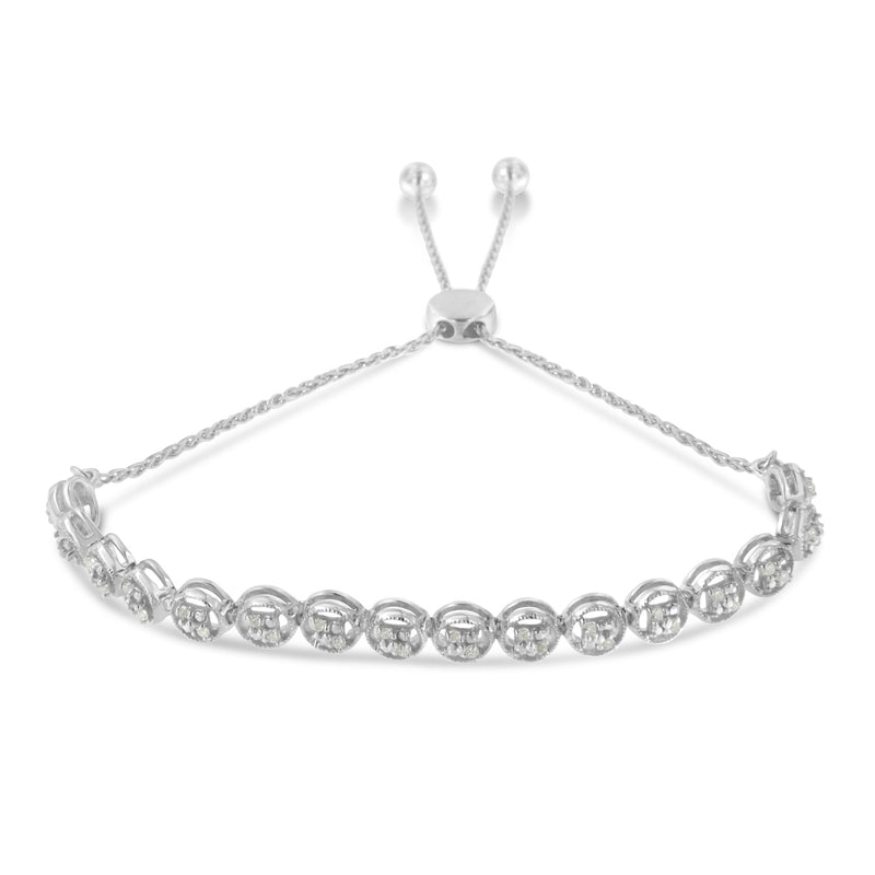 Bids.com .925 Sterling Silver 1/4 cttw Round-cut Diamond Bolo Bracelet (I-J Color, I3 Clarity) Bracelets White Smoke White.Sterling Silver / 7