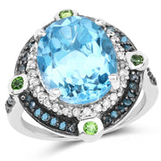 Bids.com 5.84 Carat Genuine Multi Stones .925 Sterling Silver Ring Rings White Smoke size 6.00,size 7.00,size 8.00,size 9.00