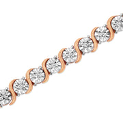 Bids.com 14K Rose Gold Plated .925 Sterling Silver 1/10 Cttw Diamond Round Miracle Plate and "S" Link Tennis Bracelet (I-J Color, I2- I3 Clarity) - 7" Bracelets White Smoke Rose.Sterling Silver / 7,White.Sterling Silver / 7,Yellow.Sterling Silver / 7