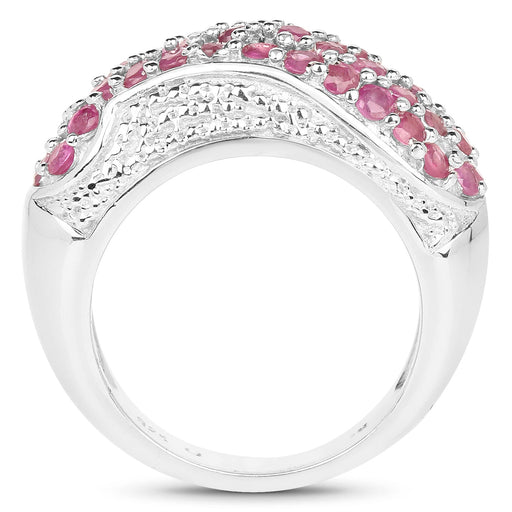 Bids.com 1.81 Carat Genuine Ruby and White Zircon .925 Sterling Silver Ring Rings White Smoke size 6.00,size 8.00,size 7.00,size 9.00