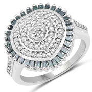 Bids.com 0.74 Carat Genuine White Diamond and Green Diamond .925 Sterling Silver Ring Rings White Smoke size 6.00,size 7.00,size 8.00,size 9.00,size 7.50