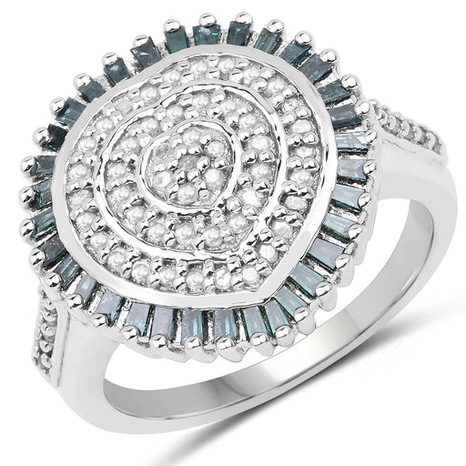 Bids.com 0.74 Carat Genuine White Diamond and Green Diamond .925 Sterling Silver Ring Rings White Smoke size 6.00,size 7.00,size 8.00,size 9.00,size 7.50