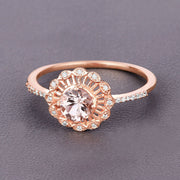 Bids.com 0.54 Carat Genuine Morganite and White Diamond 14K Rose Gold Ring Rings Dim Gray size 7.00,size 6.00,size 8.00,size 5.00,size 9.00