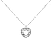 Bids.com .925 Sterling Silver 1.0 Ctw Diamond Shadow Open Heart Halo 18" Pendant Necklace (I-J Color, I1-I2 Clarity) Necklaces White Smoke White.Sterling Silver / 18