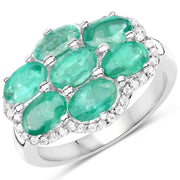 Bids.com 3.33 Carat Genuine Zambian Emerald and White Zircon .925 Sterling Silver Ring Rings White Smoke size 6.00,size 7.00,size 8.00,size 5.00,size 9.00,size 10.00,size 8.50,size 6.50
