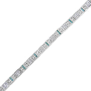 Bids.com 14K White Gold Princess-Cut white and Blue Diamond 3.00 cttw Fashion Link Bracelet (H-I Color, SI1-SI2 Clarity) Bracelets White Smoke White.Gold / 7