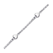 Bids.com 14k White Gold Anklet with Puffed Heart Design Accessories White Smoke 10 / White Gold