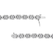 Bids.com 14K White Gold 6-1/3 Cttw Round Brilliant-Cut Diamond Round Cluster & X-Link 7" Tennis Bracelet (I-J Color, SI2-I1 Clarity) Bracelets White Smoke White.Gold / 7