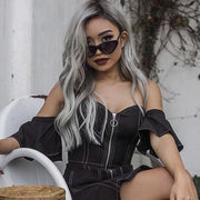 zeroUV Small Retro Slim Flat Lens Cat Eye Sunglasses - C520 Sunglasses Gray Shiny Black / Smoke,Black / Lavender Gradient,Red / Lavender,White / Lavender,Tortoise / Amber,Pink / Smoke (Limited),Matte Black / Grey (Limited)