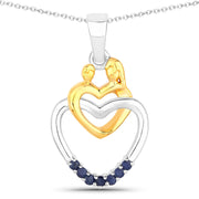 Bids.com 0.14 Carat Genuine Blue Sapphire .925 Sterling Silver Pendant Pendants White Smoke size 18.00