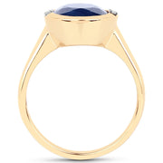 Bids.com 4.85 Carat Genuine Blue Sapphire and White Diamond 14K Yellow Gold Ring Rings White Smoke size 6.00,size 7.00,size 8.00,size 5.00,size 9.00