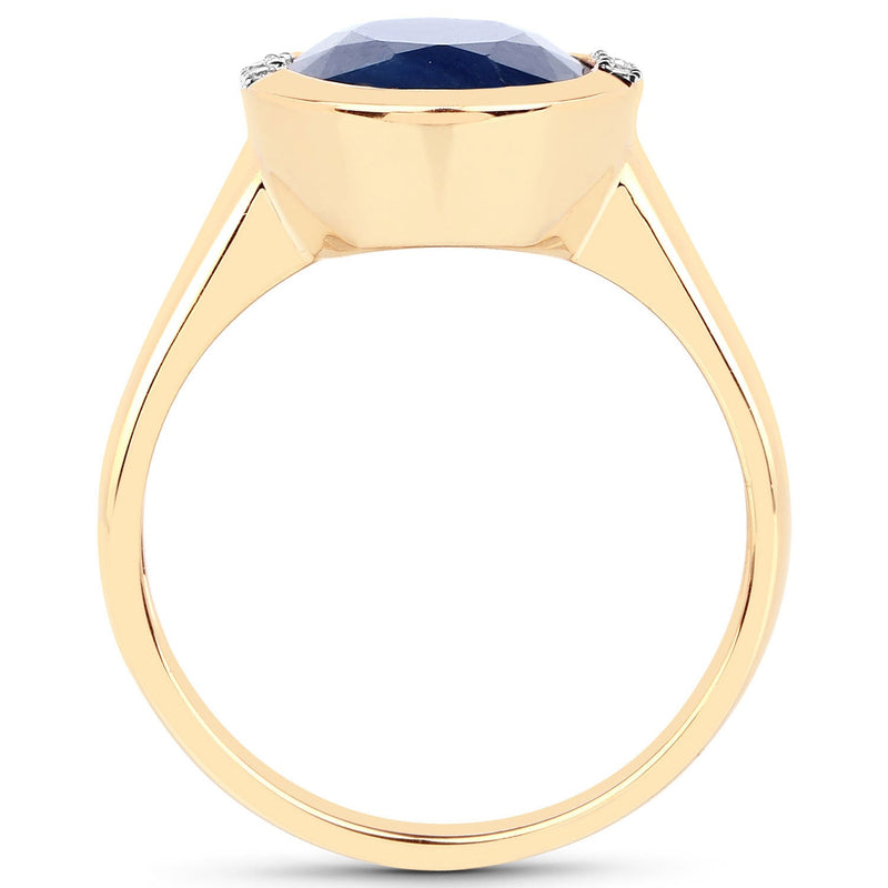 Bids.com 4.85 Carat Genuine Blue Sapphire and White Diamond 14K Yellow Gold Ring Rings White Smoke size 6.00,size 7.00,size 8.00,size 5.00,size 9.00