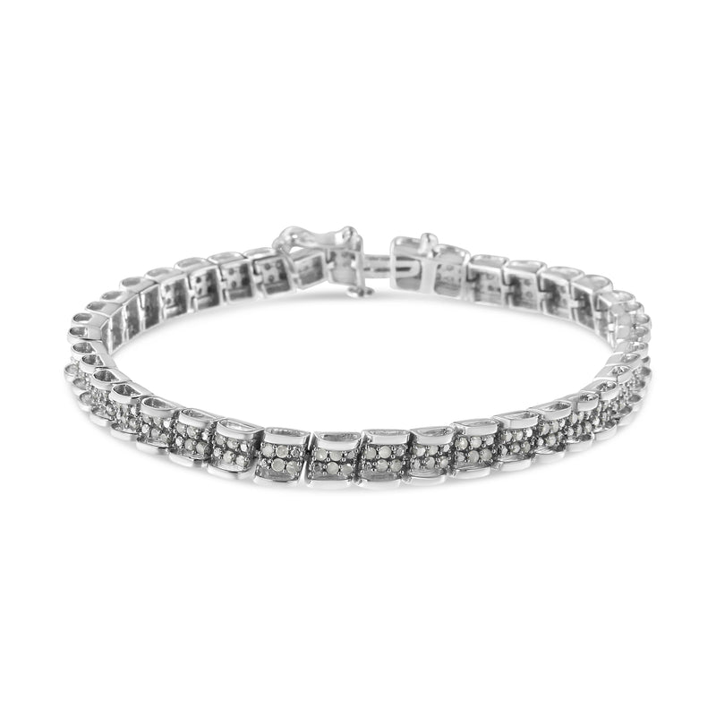 Bids.com .925 Sterling Silver 2.0 Cttw Diamond 7" Round Miracle Plate Link Bracelet (I-J Color, I2-I3 Clarity) Bracelets White Smoke White.Sterling Silver / 7