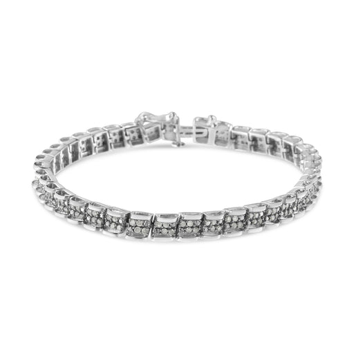 Bids.com .925 Sterling Silver 2.0 Cttw Diamond 7" Round Miracle Plate Link Bracelet (I-J Color, I2-I3 Clarity) Bracelets White Smoke White.Sterling Silver / 7