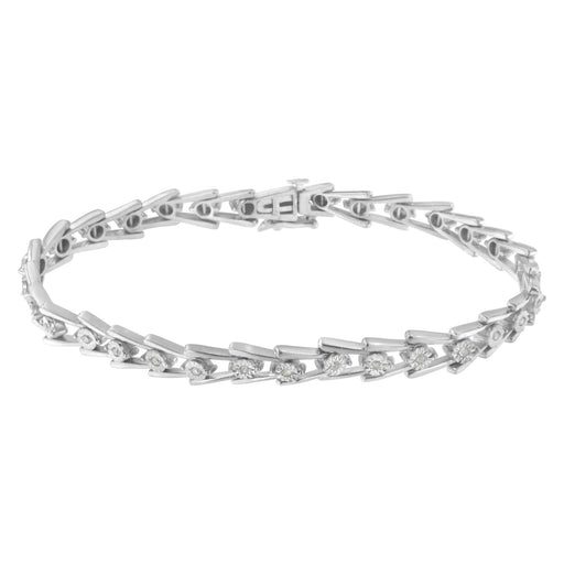 Bids.com .925 Sterling Silver 1/4 cttw Miracle Set Diamond Sleek and Open "V"Bracelet (I-J Color, I3 Clarity) -7.5" Bracelets White Smoke White.Sterling Silver / 7.5