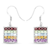Bids.com 4.32 Carat Genuine Multi Stones .925 Sterling Silver Earrings Earrings White Smoke