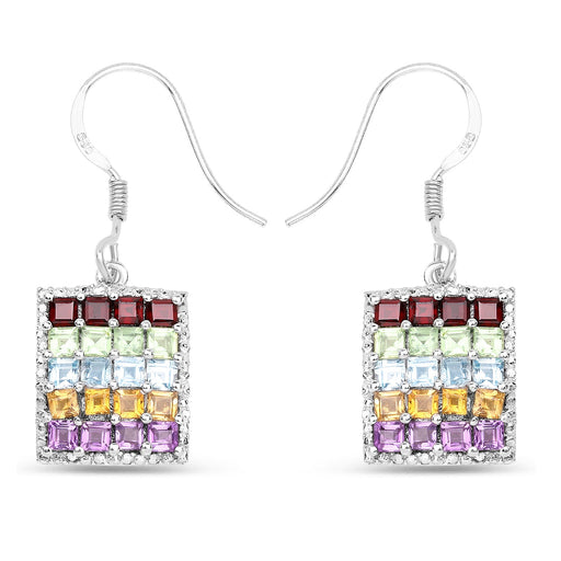 Bids.com 4.32 Carat Genuine Multi Stones .925 Sterling Silver Earrings Earrings White Smoke
