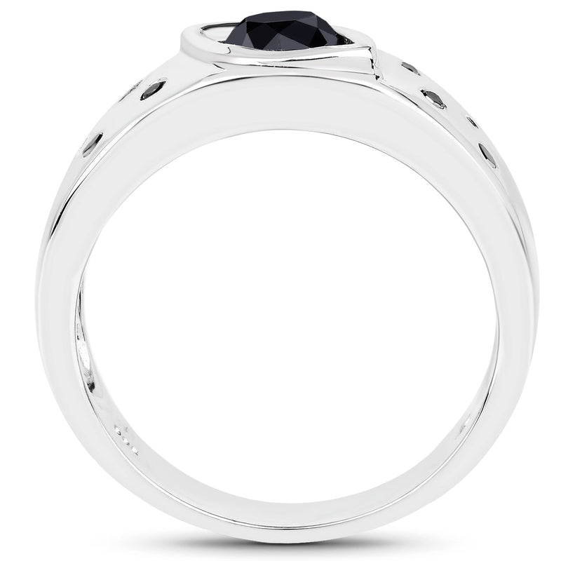 Bids.com 0.59 Carat Genuine Black Diamond .925 Sterling Silver Ring Rings White Smoke size 9.00,size 6.00,size 7.00,size 8.00