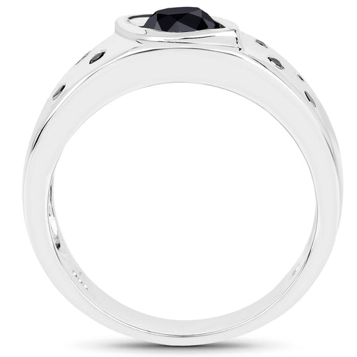 Bids.com 0.59 Carat Genuine Black Diamond .925 Sterling Silver Ring Rings White Smoke size 9.00,size 6.00,size 7.00,size 8.00