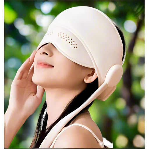 SmartPursue™ Heated Head & Eye Massager – Sleep Aid Pain Relief Device Massagers Light Gray White