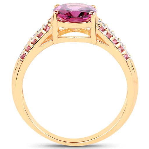 Bids.com 14K Yellow Gold Plated 3.32 Carat Genuine Rhodolite and White Topaz .925 Sterling Silver Ring Rings White Smoke size 9.00,size 6.00,size 7.00,size 8.00