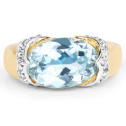 Bids.com 14K Yellow Gold Plated 6.56 Carat Genuine Blue Topaz and White Topaz .925 Sterling Silver Ring Rings White Smoke size 6.00,size 8.00,size 7.00