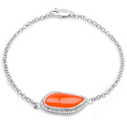 Bids.com 5.50 Carat Genuine Carnelian And White Topaz .925 Sterling Silver Bracelet Bracelets White Smoke size 7.50