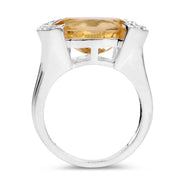 Bids.com 4.55 Carat Genuine Citrine and White Diamond .925 Sterling Silver Ring Rings White Smoke size 6.00,size 7.00,size 8.00,size 9.00,size 5.00