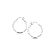 Bids.com Sterling Silver Rhodium Plated Thin and Polished Hoop Motif Earrings (25mm) Earrings White Smoke Sterling Silver