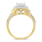 Bids.com 10K Yellow Gold 1.0 Cttw Diamond Composite Cushion-Shape Halo 3-Band-Look Engagement Ring (H-I Color, SI1-SI2 Clarity) - Size 6-1/4 Rings White Smoke 7.25 / Yellow.Gold,6.75 / Yellow.Gold,6.5 / Yellow.Gold,6.25 / Yellow.Gold,7 / Yellow.Gold,7.5 / Yellow.Gold