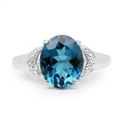Bids.com 4.26 Carat Genuine London Blue Topaz & White Topaz .925 Sterling Silver Ring Rings White Smoke size 6.00,size 8.00,size 7.00,size 9.00,size 5.00,size 10.00