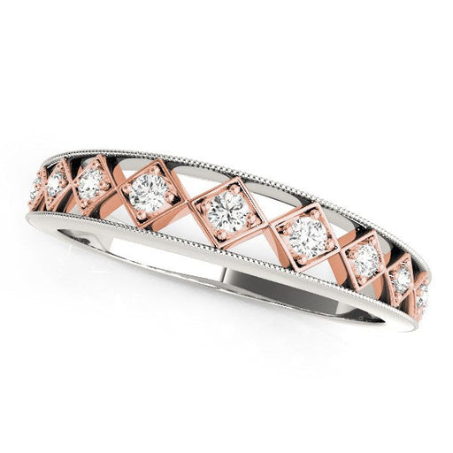 Bids.com 14k White Gold And Rose Gold Unique Diamond Wedding Band (1/10 cttw) Rings White Smoke 3 / White & Rose Gold,3.5 / White & Rose Gold,4 / White & Rose Gold,4.5 / White & Rose Gold,5 / White & Rose Gold,5.5 / White & Rose Gold,6 / White & Rose Gold,6.5 / White & Rose Gold,7 / White & Rose Gold,7.5 / White & Rose Gold,8 / White & Rose Gold,8.5
