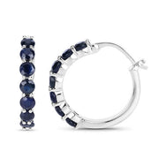 Bids.com 2.66 Carat Genuine Blue Sapphire .925 Sterling Silver Earrings Earrings White Smoke