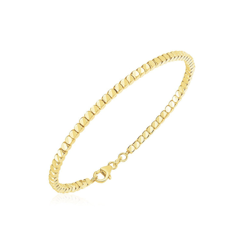 Bids.com 14k Yellow Gold High Polish Bead Cuff Bangle Bracelets White Smoke 6.75 / Yellow Gold