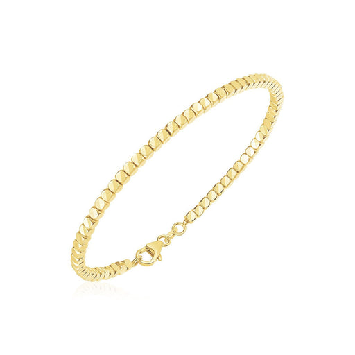 Bids.com 14k Yellow Gold High Polish Bead Cuff Bangle Bracelets White Smoke 6.75 / Yellow Gold