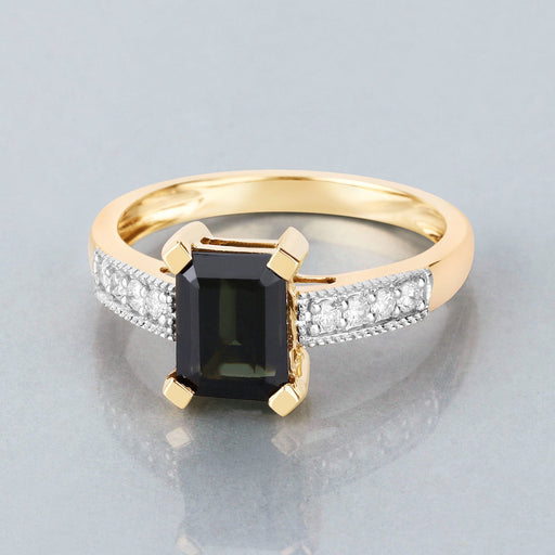 Bids.com 1.91 Carat Genuine Green Tourmaline and White Diamond 14K Yellow Gold Ring Rings Gray size 6.00,size 7.00,size 8.00,size 9.00