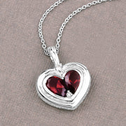 Bids.com 2.66 Carat Genuine Garnet and White Topaz .925 Sterling Silver Pendant Pendants Rosy Brown size 18.00