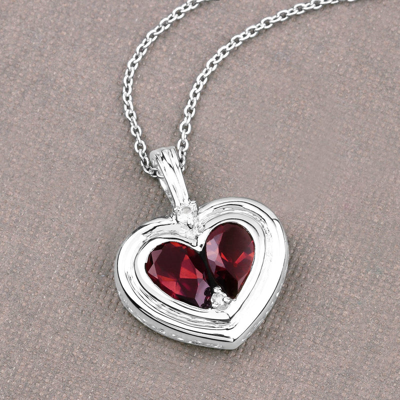 Bids.com 2.66 Carat Genuine Garnet and White Topaz .925 Sterling Silver Pendant Pendants Rosy Brown size 18.00