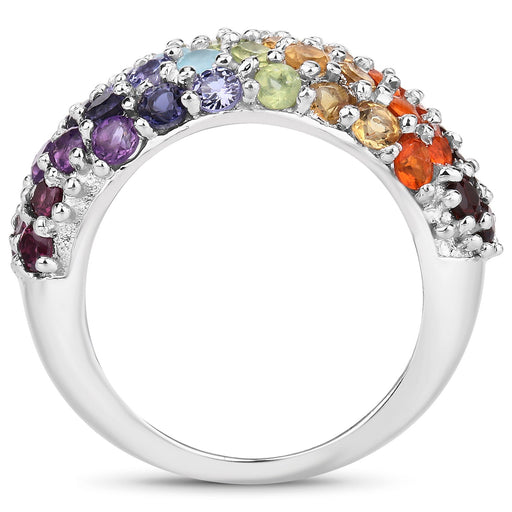 Bids.com 4.16 Carat Genuine Multi Stones .925 Sterling Silver Ring Rings White Smoke size 7.00,size 5.00,size 6.00,size 8.00,size 9.00,Size 10.00