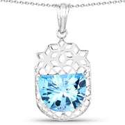Bids.com 10.90 Carat Genuine Swiss Blue Topaz .925 Sterling Silver Pendant Pendants White Smoke