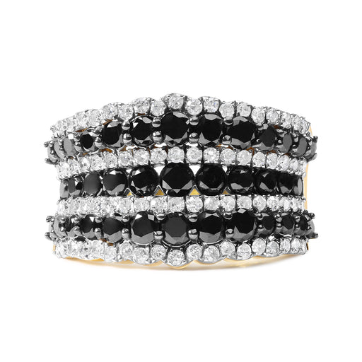 Bids.com 14K Yellow Gold Plated .925 Sterling Silver 1 3/4 Cttw Treated Black and White Alternating Diamond Multi Row Band Ring (Black / I-J Color, I2-I3 Clarity) - Size 7 Rings White Smoke 7 / Yellow.Sterling Silver,9 / Yellow.Sterling Silver,11 / Yellow.Sterling Silver,8 / Yellow.Sterling Silver,10 / Yellow.Sterling Silver