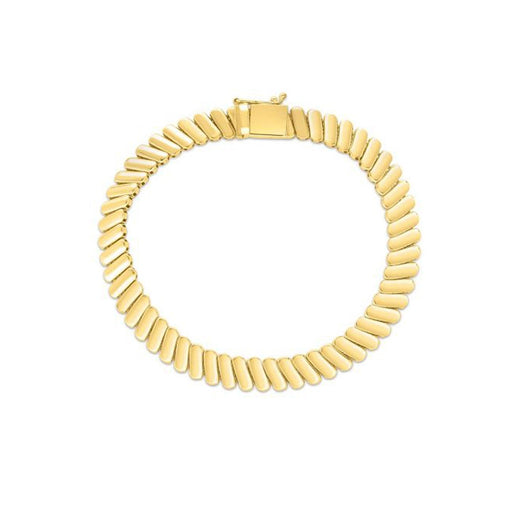 Bids.com 14k Yellow Gold Rib Link Bracelet (7.00 mm) Bracelets White Smoke 7 / Yellow Gold