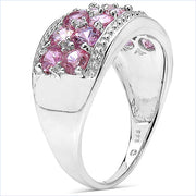 Bids.com 2.00 Carat Genuine Pink Sapphire & White Topaz .925 Sterling Silver Ring Rings White Smoke size 6.00,size 8.00,size 7.00,size 9.00