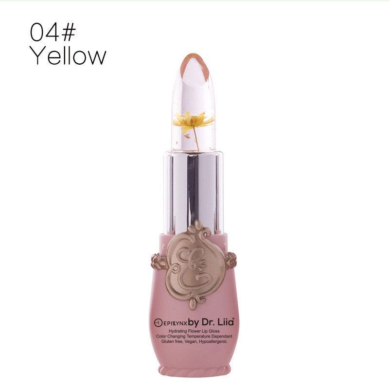 EpiLynx Color-Changing Flower Lip Gloss – Vegan, Gluten-Free, Hydrating Lip Balm Rosy Brown yellow flower #4