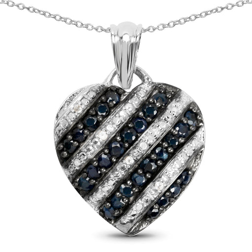 Bids.com 1.55 Carat Genuine Blue Sapphire and White Topaz .925 Sterling Silver Pendant Pendants White Smoke
