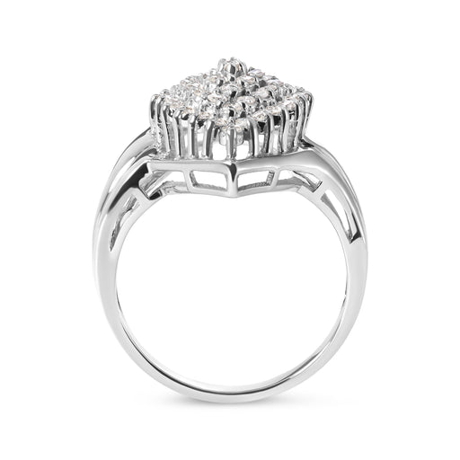 Bids.com 10K White Gold 1/2 Cttw Diamond Pear Shaped Cluster Ring (H-I Color, I1-I2 Clarity) - Ring Size 7 Rings White Smoke 7 / White.Gold