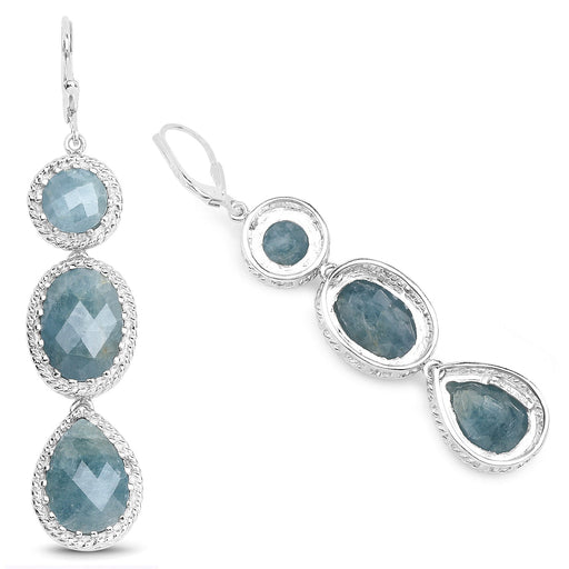 Bids.com 21.32 Carat Genuine Milky Aquamarine .925 Sterling Silver Earrings Earrings White Smoke